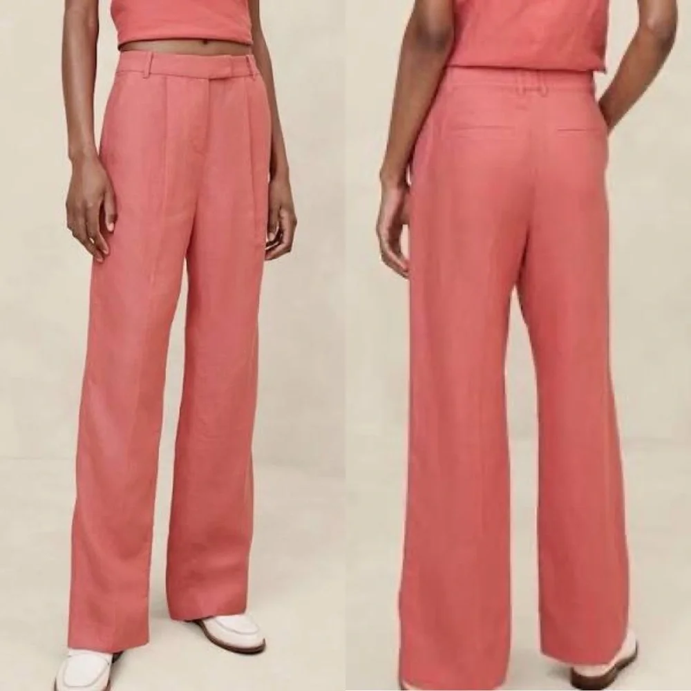 Banana Republic LINA STRAIGHT LINEN PANTS -Coral